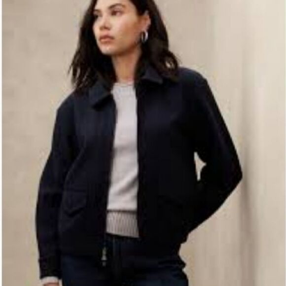 Banana Republic Factory "Melton volume sleeve" navy blue jacket size small p NWT - Picture 1 of 5